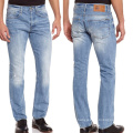 Bleu Hommes Coton Stretch Lavage De Base Lavage De Mode Casual Porter Slim Jeans Droit Denim